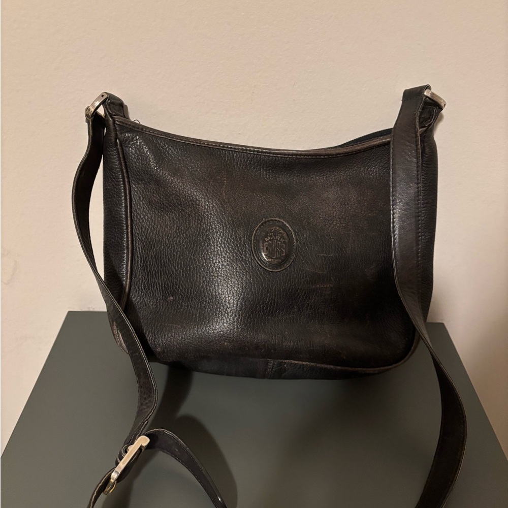 Vintage Mark Cross Black Pebble Leather Crossbody Bag